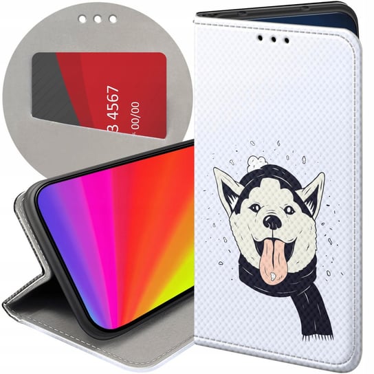 Etui Z Klapką Do Motorola One Wzory Husky Psy Pieski Futerał Pokrowiec Case Motorola