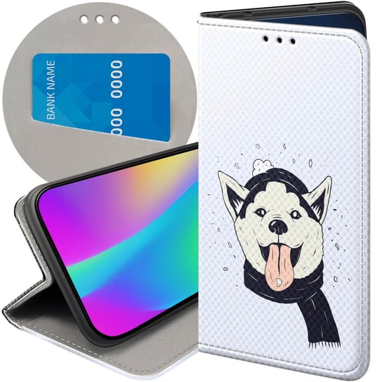 ETUI Z KLAPKĄ DO NOKIA G60 WZORY HUSKY PSY PIESKI FUTERAŁ POKROWIEC CASE Nokia