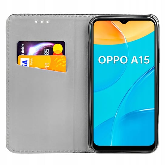 Etui Z Klapką Do Oppo A15 / A15S Czarne Zamykane Magnetyczne Kabura Futerał Oppo