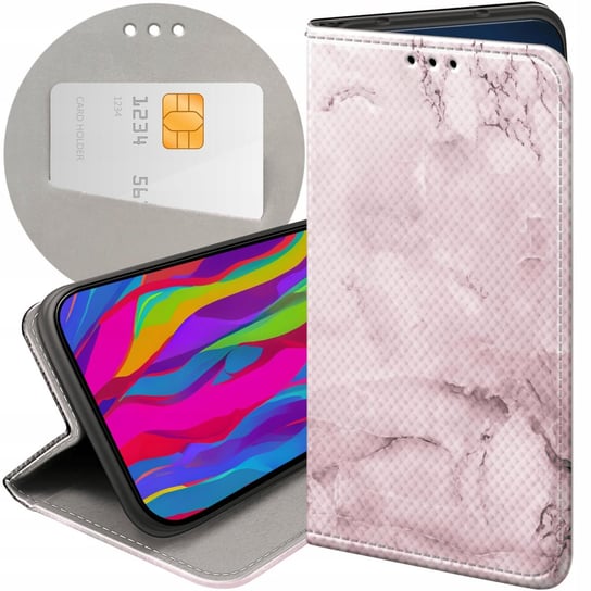 ETUI Z KLAPKĄ DO OPPO A17 WZORY RÓŻOWE GOLDEN ROSE PUDROWY RÓŻ FUTERAŁ CASE Oppo