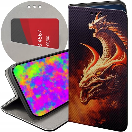 ETUI Z KLAPKĄ DO OPPO A17 WZORY SMOKI DRAGON TANIEC SMOKÓW FUTERAŁ CASE Oppo