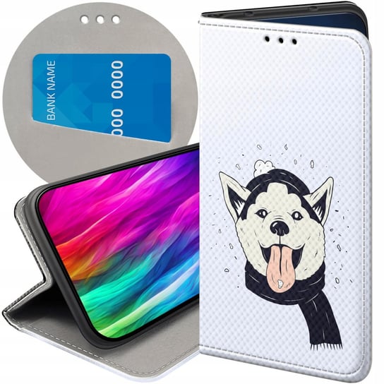 ETUI Z KLAPKĄ DO OPPO A38 4G WZORY HUSKY PSY PIESKI FUTERAŁ POKROWIEC CASE Oppo