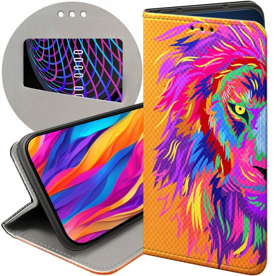 ETUI Z KLAPKĄ DO OPPO A52 WZORY NEONOWE NEON JASKRAWE FUTERAŁ POKROWIEC Oppo