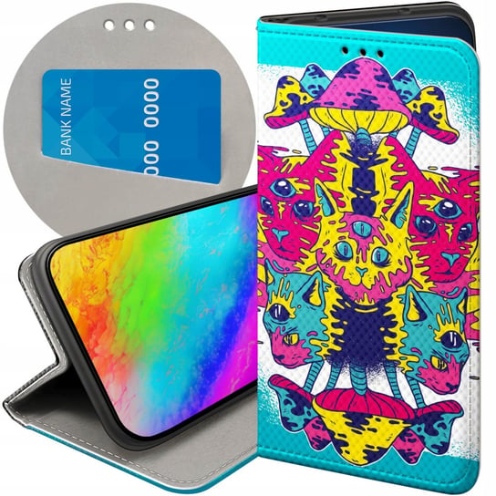 ETUI Z KLAPKĄ DO OPPO A52 WZORY PSYCHO LSD PSYCHODELIC GRZYBKI FUTERAŁ CASE Oppo