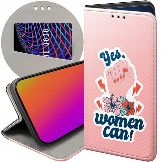 ETUI Z KLAPKĄ DO OPPO A57 2022 WZORY SIŁA KOBIET GIRL POWER FEMINIZM CASE Oppo