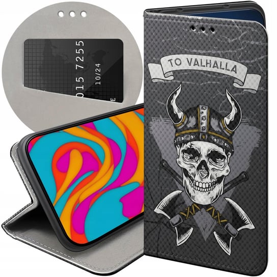 ETUI Z KLAPKĄ DO OPPO A72 WZORY WIKINGOWIE VIKING RUNY ODYN FUTERAŁ CASE Oppo