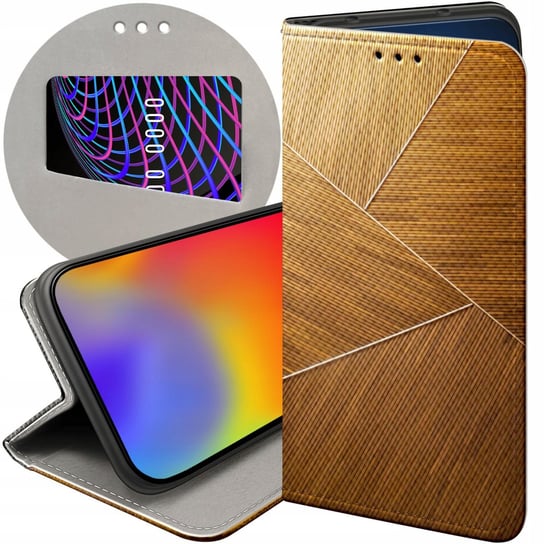 ETUI Z KLAPKĄ DO OPPO A78 4G WZORY BRĄZOWE DREWNIANE BROWN FUTERAŁ CASE Oppo