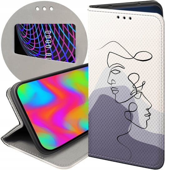 ETUI Z KLAPKĄ DO OPPO A78 4G WZORY CONTINUOUS LINE-ART KRESKA LINIE FUTERAŁ Oppo