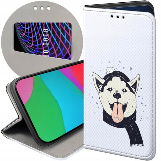 ETUI Z KLAPKĄ DO OPPO A78 5G / A58 5G WZORY HUSKY PSY PIESKI FUTERAŁ CASE Oppo