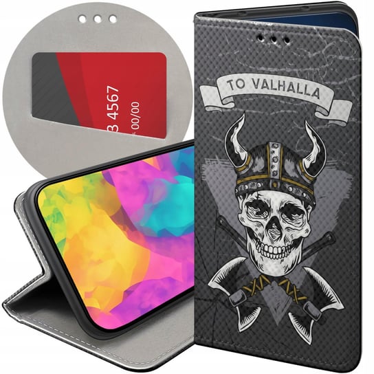 ETUI Z KLAPKĄ DO OPPO A98 5G WZORY WIKINGOWIE VIKING RUNY ODYN FUTERAŁ Oppo