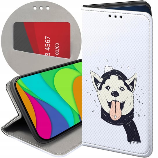 ETUI Z KLAPKĄ DO OPPO RENO 4 PRO 5G WZORY HUSKY PSY PIESKI FUTERAŁ CASE Oppo