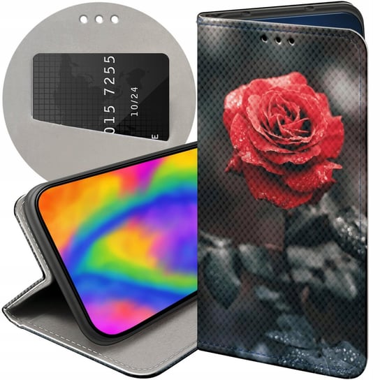 ETUI Z KLAPKĄ DO OPPO RENO 4 PRO 5G WZORY RÓŻA Z RÓŻĄ ROSE FUTERAŁ CASE Oppo