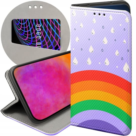 ETUI Z KLAPKĄ DO OPPO RENO 4 PRO 5G WZORY TĘCZA RAINBOW FUTERAŁ POKROWIEC Oppo