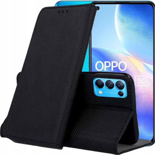 Etui Z Klapką Do Oppo Reno 5 5G Czarne Zamykane Magnetyczne Kabura Futerał Oppo