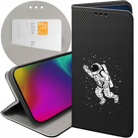 ETUI Z KLAPKĄ DO OPPO RENO 5 LITE WZORY ASTRONAUTA KOSMONAUTA RAKIETA CASE Oppo