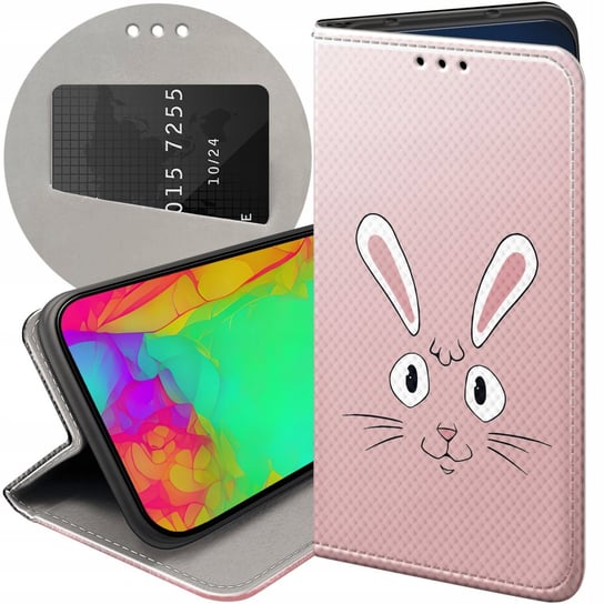 ETUI Z KLAPKĄ DO OPPO RENO 5 LITE WZORY KRÓLIK ZAJĄC BUNNY FUTERAŁ CASE Oppo