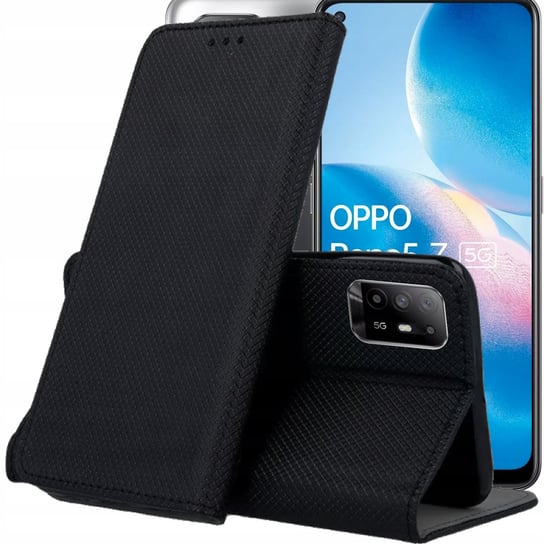 Etui Z Klapką Do Oppo Reno 5Z Czarne Zamykane Magnetyczne Kabura Futerał Oppo