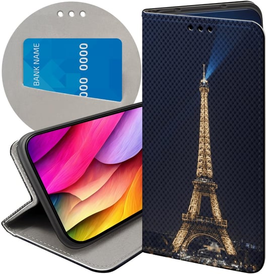 ETUI Z KLAPKĄ DO OPPO RENO 6 5G WZORY PARYŻ FRANCJA EIFFEL FUTERAŁ CASE Oppo