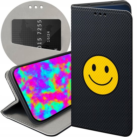 ETUI Z KLAPKĄ DO OPPO RENO 6 5G WZORY UŚMIECH SMILE EMOJI FUTERAŁ POKROWIEC Oppo