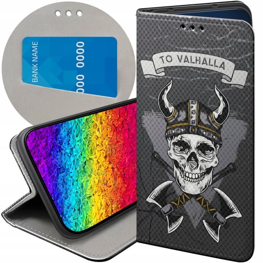 ETUI Z KLAPKĄ DO OPPO RENO 8 5G WZORY WIKINGOWIE VIKING RUNY ODYN FUTERAŁ Oppo