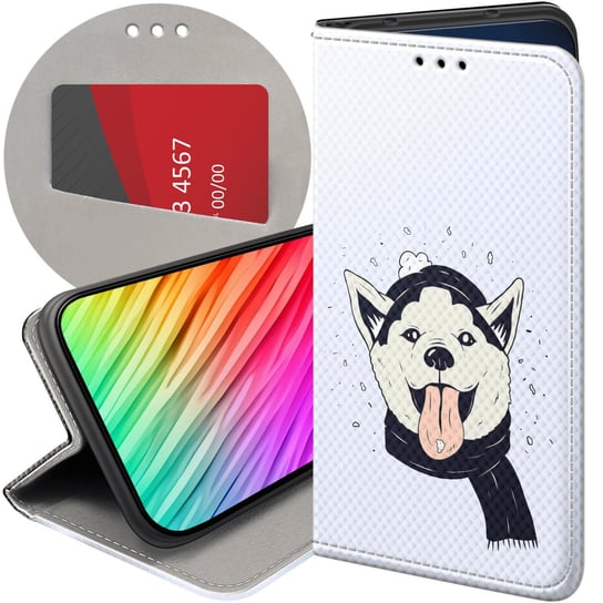 ETUI Z KLAPKĄ DO REALME 10 4G WZORY HUSKY PSY PIESKI FUTERAŁ POKROWIEC Realme