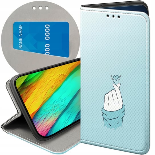 ETUI Z KLAPKĄ DO REALME 10 4G WZORY NIEBIESKIE BLUE BLAU FUTERAŁ POKROWIEC Realme