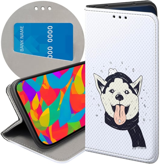 Etui Z Klapką Do Realme 10 Pro 5G Wzory Husky Psy Pieski Futerał Pokrowiec Realme