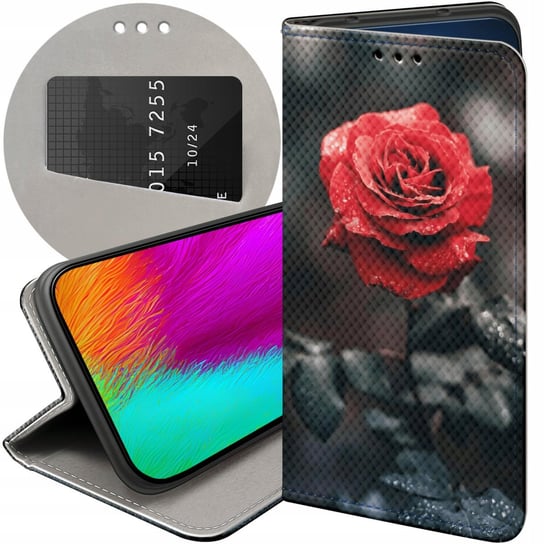 ETUI Z KLAPKĄ DO REALME 11 5G WZORY RÓŻA Z RÓŻĄ ROSE FUTERAŁ POKROWIEC Realme