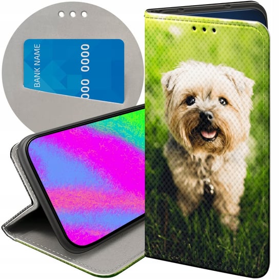 ETUI Z KLAPKĄ DO REALME 7 PRO WZORY PIESKI PSIAKI DOGS FUTERAŁ POKROWIEC Realme