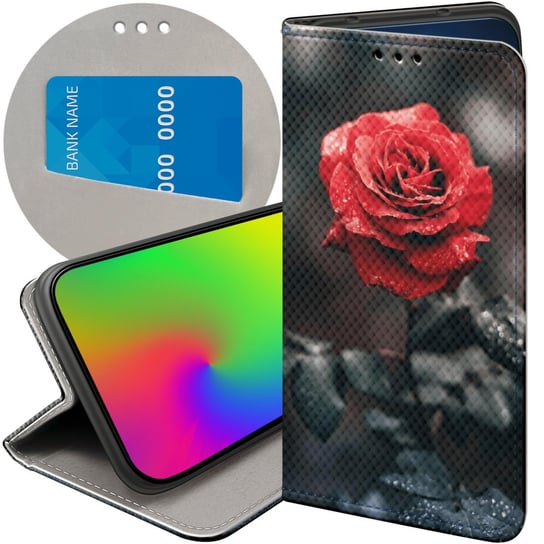 ETUI Z KLAPKĄ DO REALME 7 PRO WZORY RÓŻA Z RÓŻĄ ROSE FUTERAŁ POKROWIEC CASE Realme