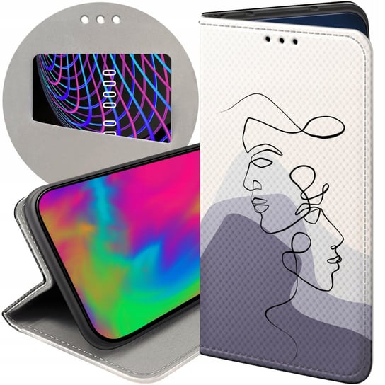 ETUI Z KLAPKĄ DO REALME 7I GLOBAL WZORY CONTINUOUS LINE-ART KRESKA LINIE Realme