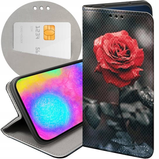 ETUI Z KLAPKĄ DO REALME 7I GLOBAL WZORY RÓŻA Z RÓŻĄ ROSE FUTERAŁ POKROWIEC Realme