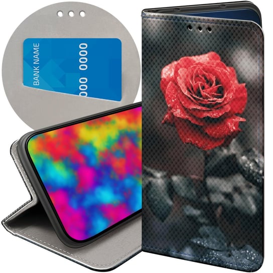 ETUI Z KLAPKĄ DO REALME 8 / 8 PRO WZORY RÓŻA Z RÓŻĄ ROSE FUTERAŁ POKROWIEC Realme