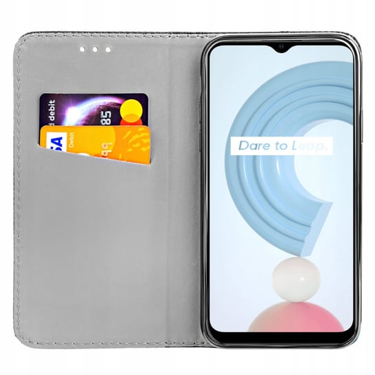 Etui Z Klapką Do Realme C21 Czarne Zamykane Magnetyczne Kabura Futerał Flip Realme