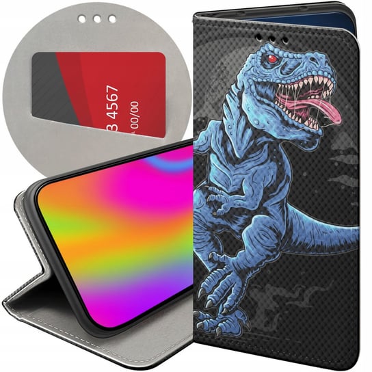 ETUI Z KLAPKĄ DO REALME C51 WZORY DINOZAURY REPTILIA PREHISTORYCZNE FUTERAŁ Realme