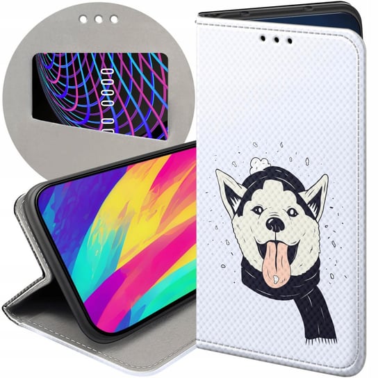 ETUI Z KLAPKĄ DO REALME C53 4G WZORY HUSKY PSY PIESKI FUTERAŁ POKROWIEC Realme