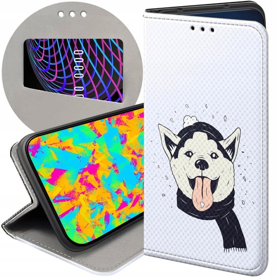 ETUI Z KLAPKĄ DO REALME GT NEO 3 WZORY HUSKY PSY PIESKI FUTERAŁ POKROWIEC Realme