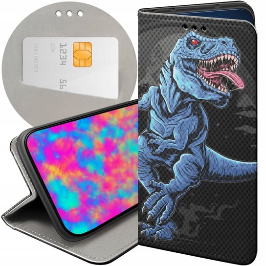 ETUI Z KLAPKĄ DO REDMI NOTE 11T PRO / POCO X4 GT WZORY DINOZAURY REPTILIA Xiaomi