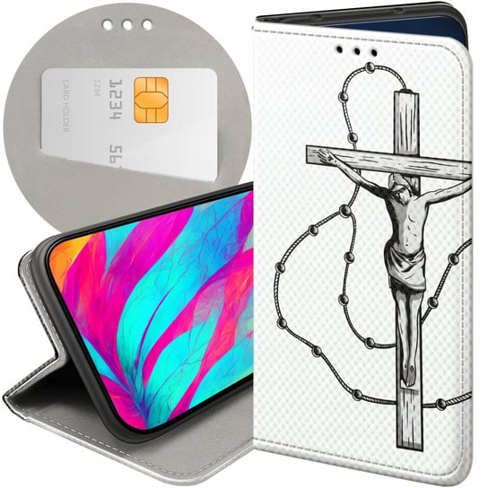 Etui Z Klapką Do Samsung A13 5G / A04S Wzory Jezus Krzyż Różaniec Bóg Case Samsung