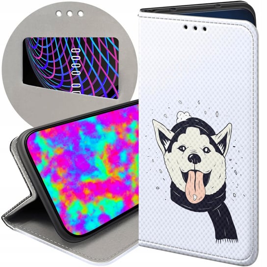 ETUI Z KLAPKĄ DO SAMSUNG A51 WZORY HUSKY PSY PIESKI FUTERAŁ POKROWIEC CASE Samsung Electronics