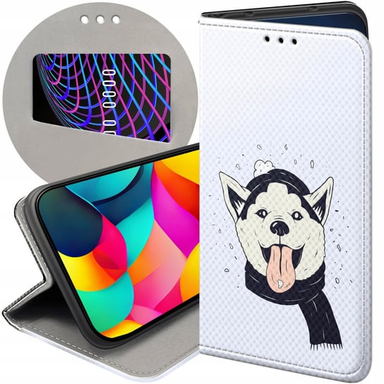 ETUI Z KLAPKĄ DO SAMSUNG GALAXY A05 WZORY HUSKY PSY PIESKI FUTERAŁ CASE Samsung