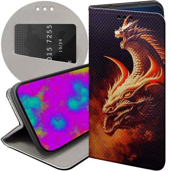 ETUI Z KLAPKĄ DO SAMSUNG GALAXY A22 4G WZORY SMOKI DRAGON TANIEC SMOKÓW Samsung Electronics