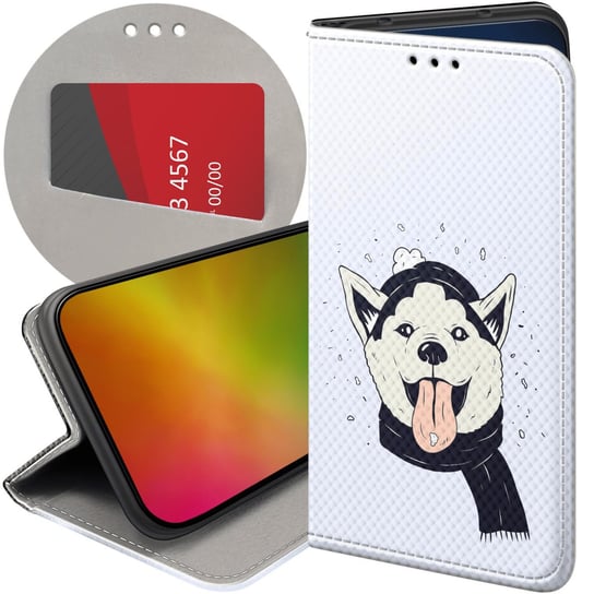 ETUI Z KLAPKĄ DO SAMSUNG GALAXY A22 5G WZORY HUSKY PSY PIESKI FUTERAŁ CASE Samsung