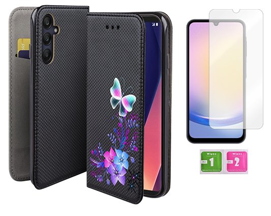 Etui z klapką do SAMSUNG GALAXY A25 5G GLOBAL smart magnet motyl + szkło 9H MARTECH