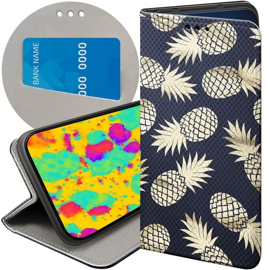 ETUI Z KLAPKĄ DO SAMSUNG GALAXY A7 2018 WZORY ANANAS OWOCE EGZOTYCZNE CASE Samsung