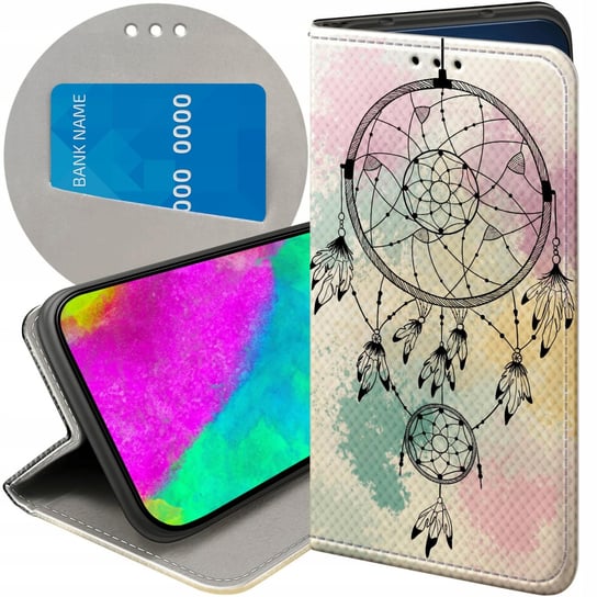 ETUI Z KLAPKĄ DO SAMSUNG GALAXY A7 2018 WZORY BOHO ŁAPACZ SNÓW PIÓRA CASE Samsung