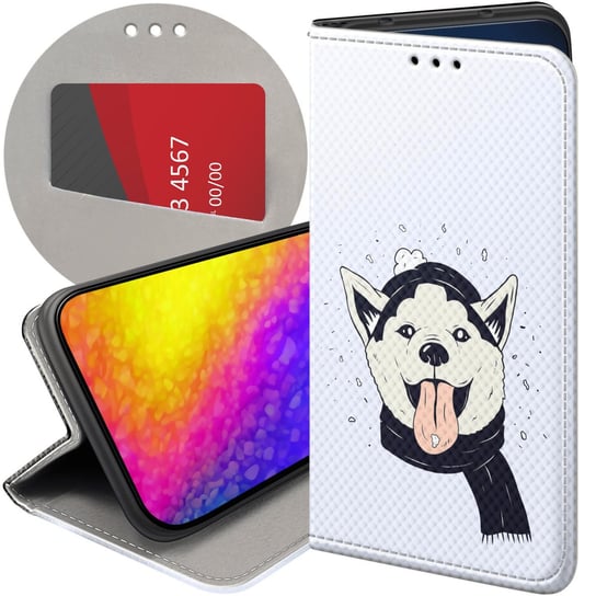 ETUI Z KLAPKĄ DO SAMSUNG GALAXY A71 WZORY HUSKY PSY PIESKI FUTERAŁ CASE Samsung