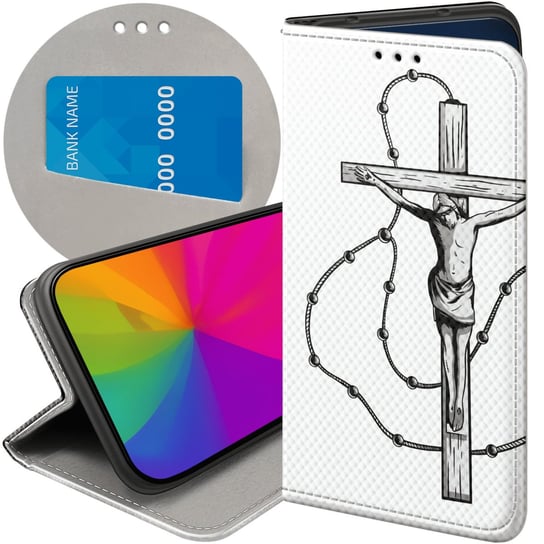 ETUI Z KLAPKĄ DO SAMSUNG GALAXY A8 2018 WZORY JEZUS KRZYŻ RÓŻANIEC BÓG CASE Samsung Electronics