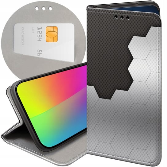 ETUI Z KLAPKĄ DO SAMSUNG GALAXY J3 2017 WZORY SZARE METALLIC GREY FUTERAŁ Samsung Electronics