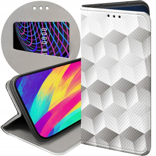 ETUI Z KLAPKĄ DO SAMSUNG GALAXY J4 PLUS WZORY 3D GEOMETRYCZNE ILUZJA CASE Samsung